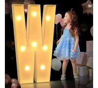 Grande Lettre Lumineuse De Chapiteau, Lettres Lumineuses De Chapiteau, Lettres De Chapiteau Géantes en Mosaïque pour Les Anniversaires, Les Mariages, Les Anniversaires De Bébé, W, 100cm