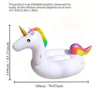 Grande licorne gonflable - Radeau de piscine et de plage géant pour 2-3 personnes, amusement d'été, accessoires photo, accessoires pour fête de plage , 180cmx110cm