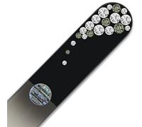 Grande lime à ongle en verre ornées à la main de cristaux de Swarovski Elements, pochette en velours noir | Véritable verre trempé tchèque, garantie à vie, Lime à ongles fait main en cristal