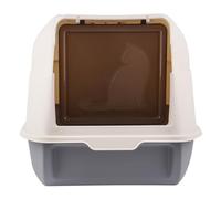 Grande litière d'angle XXL pour chat avec couvercle et pelle filtrante, 2 portes d'entrée, jusqu'à 15 kg - 36 x 51 x 34 cm - Gris