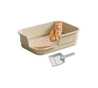 Grande litière pour chat - Facile à - Avec pelle - Spacieuse | Grand bac à litière pratique pour chats, bac en plastique, accessoires de nettoyage, forme spacieuse, entretien facile