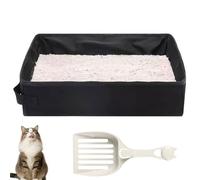 Grande litière pour chat - Pliable - Avec pelle - Étanche - Compact - Grande capacité - Pour un nettoyage facile - Pour chat et lapin - Noir - Taille S