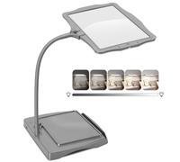 Grande loupe 10x avec lumière et Support, 50 Perles LED, luminosité réglable, col de Cygne, Lampe de Bureau, Grande loupe pour la Lecture, la Couture, Les travaux manuels