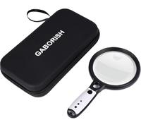 Grande loupe avec lumière 37 LED et étui, 10x, 20x, 45x, loupe de poche éclairée avec 3 modes d'éclairage, loupe rechargeable avec couvercle pour personnes âgées (noir et blanc)