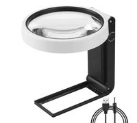 Grande loupe de 4,35 pouces, grossissement 10x-30x, avec éclairage et support, loupe portative éclairée par LED - 110 mm