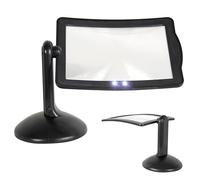 FISHTEC - Grande Loupe de Lecture 360° LEDs - Main Libres sur Pied, Lentille Rotative, Grossissement x3, 2 LEDs, pour Votre Lecture, Manucure, Petits Travaux, Couture, Timbres et Billets - Noir