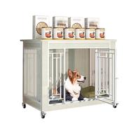 Grande Maison Canine - Décoration intérieure - Table d'appoint pour Cage Canine Lourde - Table d'appoint - Grande Maison Canine - Cage Canine (Couleur Noyer) (Gris étain)