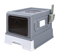 Grande Maison de Toilette Chat Pliable,Bac de Tiroir et Pelle à Litière,Portable,Bac à Litière Fermé Compartiment Inférieur Amovible pour Un Nettoyage Facile 38 * 50 * 38cm-Gris
