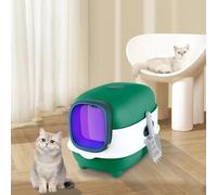 Grande Maison de Toilette Chat Pliable,Bac de Tiroir et Pelle à Litière,Portable,Bac à Litière Fermé Compartiment Inférieur Amovible pour Un Nettoyage Facile40*39 * 56 cm-Vert