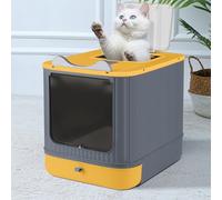 Grande Maison de Toilette Chat Pliable,Bac de Tiroir et Pelle à Litière,Portable,Bac à Litière Fermé Compartiment Inférieur Amovible pour Un Nettoyage Facile44,5 * 36,5 * 34,5 cm- Jaune