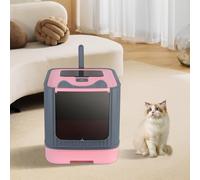 Grande Maison de Toilette Chat Pliable,Bac de Tiroir et Pelle à Litière,Portable,Bac à Litière Fermé Compartiment Inférieur Amovible pour Un Nettoyage Facile44,5 * 36,5 * 34,5 cm-Rose