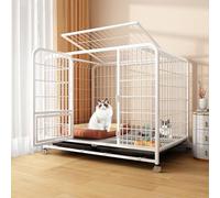 Grande maison d'extérieur pour chat avec grande porte d'entrée et plateau coulissant sur roulettes pour amis félins Blanc 95 x 65 x 86 cm