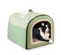 Grande Maison pour Chien 2-en-1 Grotte pour Animaux Calmante Imperméable, Maison pour Chien Amovible Anti-Anxiété avec Coussin, Lit pour Chiens de Dehors Antidérapant pour Chats à l’Intérieur (B, 50
