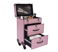 Grande mallette de maquillage sur roulettes - 36 × 23 × 58 cm - Avec serrure et poignée extensible et plaque en plastique ignifuge - Chariot de maquillage robuste pour coiffeurs et salons de beauté