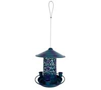 Grande mangeoire à oiseaux en métal à suspendre avec 3 tasses à eau et perchoir