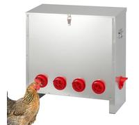Grande mangeoire automatique pour poulet de 38,6 à 54,4 kg, en métal galvanisé, étanche à la pluie et aux rongeurs, sans gaspillage, pour poulailler, ferme, canards et poules (6 ports)