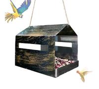 Grande mangeoire pour oiseaux, fer, vert, remorque, maison, mangeoire décorative, jardin | Haine avec toit d'animaux, nourriture pour terrasse pour balcon et observation