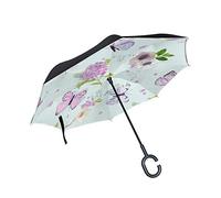 Grande Marche Arri¨¨re Pliable Parapluie Double Laye Protection UV Umbrellafor de Voiture Pluie Utilisation en ext¨¦Rieur, poign¨¦e en Forme Parapluie de vol de Papillon Morpho Tenant Debout
