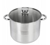 Grande Marmite en Acier Inoxydable 15L avec Couvercle en Verre pour Induction, Gaz 30cm Grande Casserole XXL