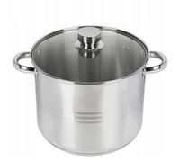 Grande Marmite en Acier Inoxydable 15L avec Couvercle en Verre pour Induction, Gaz 30cm Grande Casserole XXL