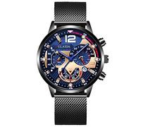 Grande montre à quartz analogique pour homme avec boîtier en acier inoxydable, E, taille unique
