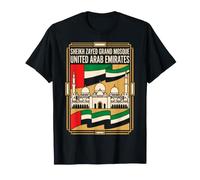 Grande mosquée Sheikh Zayed Drapeau des Émirats Arabes Unis Architecture Voyage Art T-Shirt