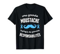 Grande Moustache Bleue Ruban Bleu Cancer Prostate T-Shirt