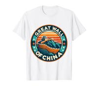 Grande Muraille de Chine Souvenir Rétro Coucher de Soleil Vintage T-Shirt Graphique avec Valeur, Homme, Blanc, M
