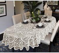 Grande nappe de table ovale ou ronde avec motif dentelle Blanc ou beige, blanc, 140cm x 240cm (55" x 95") Oval