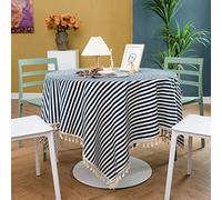 Grande nappe en coton à rayures 99 x 140 cm, housse carrée hydrofuge pour décorations de mariage et de fête, design élégant bleu et blanc, motif Europe et style