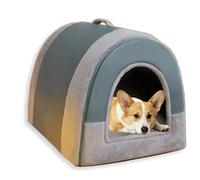 Grande niche 2 en 1 pour chien et chat d'intérieur - grotte apaisante et chaude - Lavable - Coussin de couchage amovible anti-anxiété en peluche flottable (taille L - 55,9 x 43,2 x 43,2 cm, C)