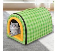 Grande niche 2 en 1 pour chien et chat, tente luxueuse imperméable avec coussin doux amovible, pliable et lavable (F, 35 x 28 x 25 cm)