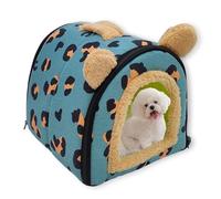 Grande niche 2 en 1 pour chien - Lavable - Lit moyen apaisant avec coussin doux amovible - Pliable et lavable - Lit igloo pour animal domestique (bleu, taille M, 109 x 83 x 86 cm)