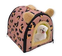 Grande niche 2 en 1 pour chien - Lavable - Lit moyen apaisant avec coussin doux amovible - Pliable et lavable - Lit igloo pour animal domestique - Rouge - L : 139 x 99 x 94 cm