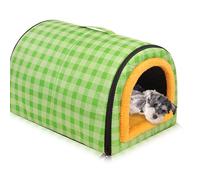 Grande niche 2 en 1 pour chien lit pour chien imperméable XL, lits apaisants lavables pour animaux de compagnie chat anti-anxiété doux à carreaux intérieur antidérapant chaud maison grotte niche