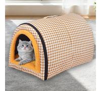 Grande niche 2 en 1 pour chien - Tente luxueuse imperméable avec coussin doux amovible - Matelas pliable et lavable - Pour chats d'intérieur (H, 45 x 32 x 35 cm)