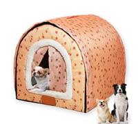 Grande niche amovible 2 en 1 pour animal domestique, lit coupe-vent antidérapant avec rideau de porte, coussin anti-anxiété, niche pour animaux domestiques d'intérieur (taille XL - 76 x 55 x 52 cm, H)