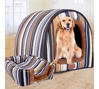 Grande niche chaude de luxe pour chien et chat - Coussin d'intérieur et de chat - Lavable (taille XL 75 x 57 x 55 cm, J)