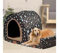 Grande niche chaude de luxe pour chien et chat - Coussin d'intérieur et de taille XXL - Grotte pour chien et chat - Igloo intérieur et extérieur lavable (taille 3XL, 105 x 80 x 78 cm, I)