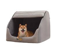 Grande Niche d'intérieur en Peluche Douce avec Coussin Moelleux et Lavable, Maison Portable pour Chiens et Chats de Taille Moyenne et Grande (Gris, Taille L)