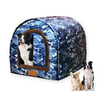 Grande Niche pour Animaux de Compagnie Amovible,lit pour Chien antidérapant Coupe-Vent avec Rideau de Porte Coussin Lavable pour Chiens Anti-anxiété pour Chats d'intérieur Chiens (L-57x45x40CM,A)