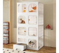 Grande niche pour chat avec bac à litière - Parc d'intérieur pliable et cage pour chat - Design DIY pour 1 à 3 chats, espace de jeu idéal pour l'exercice