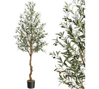 Grande Olivier Artificiel,180 cm, Olivier Fausse avec Feuilles et Fruits Réalistes pour Intérieur Extérieur Maison Chambre Salon Balcon Cour Jardin