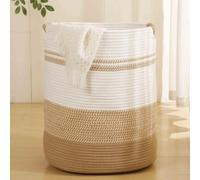 Grande Panier à linge, Corbeilles à linge pour bébé, Panier en corde de coton tressée de 57L pour couvertures, rangement pour le salon, corbeille à vêtements sales, panier haut