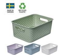 SmartStore Panier de Rangement avec Poignées en blanc 11,4L (36,5x27x15cm) I Panier de Rangement en Plastique Recyclé I Essence L Boîte de Rangement I Boîtes de Rangement avec 10 Ans de Garantie