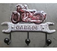 Grande Patere 3 Boules Moto Marron Clé Garage Tole Emboutie