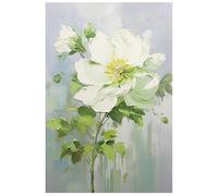 Grande Peinture À L'Huile Abstraite De Pivoines Blanches Sur Toile, Idéale pour Décorer Un Salon, Une Chambre Ou Toute Autre Pièce De La Maison Œuvre D'Art Botanique Contemporaine et Esthétiqu