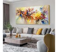 Grande Peinture Abstraite Art Coloré Bloom Fleur Affiche Toile Peinture Pour Salon Mur Art Photo Décor À La Maison 70x140cm(28''x55') Cadre Doré