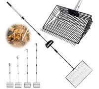 Grande pelle à déjections de poulet de 38 cm avec poignée de 170 cm, accessoire de poulailler réglable 98-178 cm, tamis réglable, outil de nettoyage pour le nettoyage et le filtrage dans le poulailler