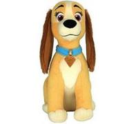 Grande peluche : chienne miss lady avec son 48 cm - set doudou enfant belle et le clochard + 1 carte offerte - pour disney